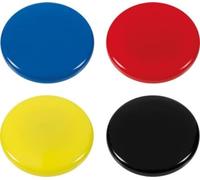 WestcoTT E-10823 00 - Magneti adesivi, confezione da 4, 30 mm, rotondi, 1 x nero, rosso, blu, giallo