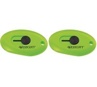 Westcott E-16474 00 Mini coltello per cartone con lame di sicurezza in ceramica, inserimento automatico, supporto magnetico integrato, verde (Confezione da 2)