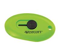 Westcott E-16474 00 Mini coltello per cartone con lame di sicurezza in ceramica, inserimento automatico, supporto magnetico integrato, verde