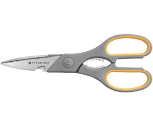 Westcott E-30486 00 Forbici multifunzione Titanium Super Softgrip, forbici da cucina, 20 cm, grigio/giallo