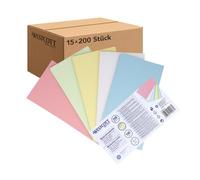 Westcott E-733324 00 - Cartoncini per presentazione, 200 pezzi, colori pastello assortiti, 190 g/m², formato 10,5 x 20 cm, ideali per valigie di moderazione, workshop, seminari