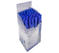 Westcott E-745000 00 - Penna a sfera NOW, 50 pezzi, colore blu, conforme alla norma ISO 12757-2, spessore maglia M 0,5 mm, inchiostro blu, fusto trasparente