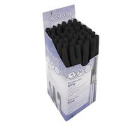 Westcott E-745001 00 - Penna a sfera NOW, 50 pezzi, conforme alla norma ISO 12757-2, spessore maglia M 0,5 mm, inchiostro nero, fusto trasparente
