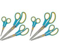 Westcott Easy Grip Scissors 3 pezzi Turchese | Set di 6 forbici universali con impugnatura confortevole | Lama in acciaio inox extra affilata e resistente | Forbici per casa e ufficio | N-90028 00