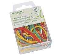 Westcott 100 elastici in gomma colorati in varie dimensioni in un pratico contenitore di plastica | Confezione di elastici per la casa ⌀ 20 mm - 70 mm | E-10582 00