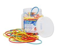 Westcott Elastici in gomma da 80 g | Anelli di gomma colorati in varie dimensioni in un pratico contenitore di plastica | Confezione di elastici per la casa ⌀ 60 mm, 50 mm e 38 mm | E-10581 00