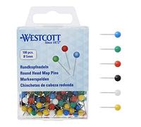 WESTCOTT - Ferri a testa tonda, 100 pezzi, diametro 5 mm 5 mm, multicolore 5 mm Multicolore
