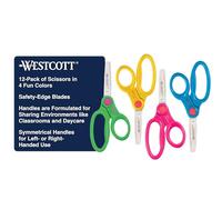 Westcott Forbici di sicurezza smussate per bambini da 12,7 cm, con protezione antimicrobica, assortite, confezione da 12 (14871)