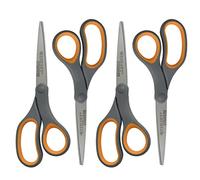 Westcott - Forbici in titanio con impugnatura morbida, 20,3 cm, diritte, grigio/giallo, confezione da 4