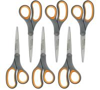 Westcott Forbici legate in titanio, manico morbido, 20,3 cm, dritte, grigio/giallo, confezione da 6