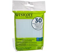 Westcott Mini Glue Sticks, Set of 30, 7 mm Diameter, 102 mm Long, Transparent, c