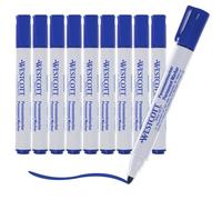 Westcott Pennarello indelebile blu | Confezione risparmio da 10 pennarelli impermeabili | punta tonda da 1,5 - 3,0 mm | resistenti alla luce, ad asciugatura rapida, a prova di sbavature | E-713007 00