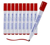 Westcott Pennarello indelebile rosso, confezione convenienza, 10 pezzi, impermeabili, punta tonda da 1,5-3,0 mm, resistente alla luce, ad asciugatura rapida, a prova di sbavature, E-713006 00