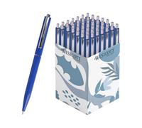 Westcott Penna a sfera ALLTIME blu 50 pezzi | Penne biro retrattili con inchiostro blu | Larghezza tratto M con ricarica standard X20 | A prova di documenti ISO 12757-2 | Clip metallica robusta |