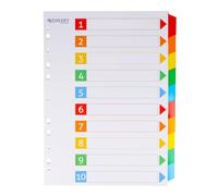 Westcott Registratore per cartelle A4 | Divisori per cartelle Din A4 | 10 schede scrivibili in 5 colori come organizer per cartelle | Robusto 160 g/m², foratura europea | E-1733311 00