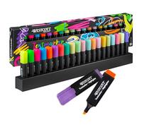 Westcott Set da tavolo con evidenziatori 20 pezzi in colori neon e pastello | Evidenziatori con sistema organizzativo | Spessore tratto 2-5 mm | Inchiostro premium dalla Germania | E-744250 00