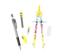 Westcott Set di compassi Colour Bubbles | 6 pezzi con compasso a regolazione rapida, mine di ricambio, temperamatite, portamine HB con 12 mine incluse, gomma | E-711420 00