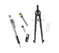 Westcott Set di compassi Gamer Black | 6 pezzi con compasso a regolazione rapida, mine di ricambio, temperamatite, portamine HB con 12 mine incluse, gomma | E-711419 00