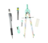 Westcott Set di compassi Graphic Colour | 6 pezzi con compasso a regolazione rapida, mine di ricambio, temperamatite, portamine HB con 12 mine incluse, gomma | E-711421 00