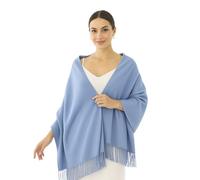 WESTEND CHOICE Sciarpa da donna pashmina scialli e involucri grande sciarpa per donne scialle da sposa damigella d'onore stola tinta unita inverno caldo sciarpe 200 x 70 cm, Azzurro, Large (200 cm x