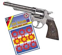 Western, accessorio decorativo per adulti, 21 cm, con 144 colpi, colore: argento