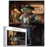 Western Alligator Cowboy 1000 pezzi puzzle per adulti ricercati poster sfondo arte puzzle colorato fai da te per la decorazione della casa regali puzzle famiglia perfetto per serate di gioco 50 × 70