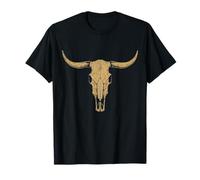 Western Boho Cow Skull - Rustic Ranch Vintage Vibes Maglietta