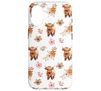 Western Boho Highland Mucca Floreale Carino Mucche Country Girl Custodia per iPhone 16