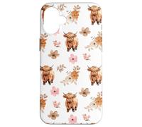 Western Boho Highland Mucca Floreale Carino Mucche Country Girl Custodia per iPhone 16 Plus