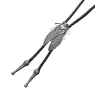 Western Bolo Tie, Vintage Cicada Design Cowboy Necklace for Men, Faux Leather Adjustable Necktie for Costume, Cosplay, Rodeo, Bartender Outfit, Stage Performance, Travel, and Daily Workwear Style
