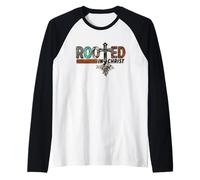 Western Christian Cross Design for Girls Rooted in Christ Maglia con Maniche Raglan
