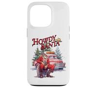 Western Christmas Santa Cowboy Red Howdy Red Truck Custodia per iPhone 13 Pro