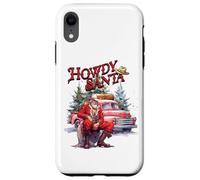 Western Christmas Santa Cowboy Red Howdy Red Truck Custodia per iPhone XR