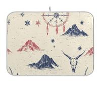 Western Cowboy acchiappasogni teschio montagne scolapiatti tappetino assorbente per asciugare il piano di lavoro in microfibra tappetino da cucina decorazione grande 45,7 x 61 cm