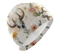 Western Cowboy Boho Cactus Skull Vast Wilderness Cuffia da nuoto da donna per principianti Capelli corti Cuffie da nuoto impermeabili per le donne Protezione dei capelli e riduzione della resistenza