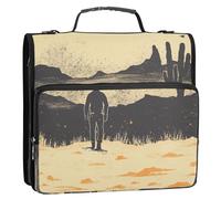 Western Cowboy Boho Cactus Vast Wilderness 3,8 cm 3 anelli cerniera raccoglitore borsa con manico e tracolla rimovibile facile da trasportare Portfolio Organizer adatto per la scuola media