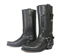 Western Cowboy Boots - Uomo Square Toe Boots - Medieval PU Leather Low Heel Mid Tube Knights Boots per Cosplay,Nero,40