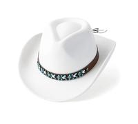 Western Cowboy Cappello da cowboy da donna e uomo, alla moda, alla moda, per il tempo libero, per l'equitazione, festival, bianco, Taglia unica