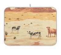 Western Cowboy Cowboy Vast Desert Dish Drying Mat Assorbente Stendipiatti Tappetino in microfibra di scarico opaco Piano di lavoro Accessori Grande 45,7 x 61 cm
