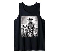 Western Cowboy dicendo Cavaliere su Cavallo Rustico Country Art Canotta