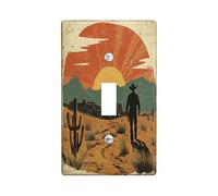 Western Cowboy Placca da parete 1 interruttore singolo, divertente pannello elettrico sud-ovest scenico per camera da letto bagno, piastra di commutazione di dimensioni standard strana sud-occidentale