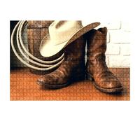 Western Cowboy Puzzle Cowboy Stivali Cappello Austin Arenaria Attività al coperto Difficile Puzzle per Adulti Bambini - Giocattoli Educativi Regalo 1000 Pezzi