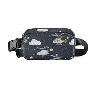 Western Cowboy Stivali Gun Vast Grasslands Moda Crossbody Bag Marsupio per Donne Uomini Borsa da Cintura Grande Capacità, Elicottero Stelle Nuvole Argento, 1 size
