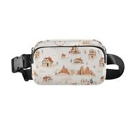 Western Cowboy Stivali Gun Vast Grasslands Moda Crossbody Bag Marsupio per Donne Uomini Borsa da Cintura Grande Capacità, Acchiappasogni a forma di cactus in stile occidentale, in stile, 1 size