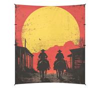 Western Cowboy Sunset Beach Cabana pieghevole UPF50+ protezione impermeabile grande parasole con pala per sabbia, sacchi di sabbia per viaggi in famiglia