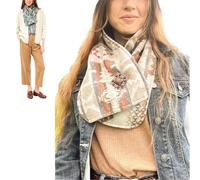 Western Cowboy Warm Neck Hood,Womens Neck Warmer with Snap Closure,Winter Windproof Fleece Scarves For Outdoor & Cold Weather (C)