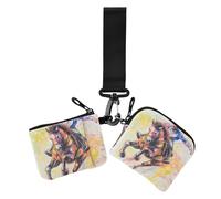 Western Cowboy Wild West - Portamonete doppio porta carte di credito, portafoglio sottile staccabile con tasca portamonete con cerniera, per donna, confezione da 2, Cowboy occidentale Selvaggio West