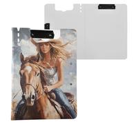 Western Cowgirl Horse Clipboard pieghevole doppia clip in metallo portapenne con coperchio Appunti Folio Home Recipe Storage