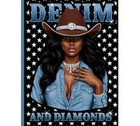 Western Cowgirl Notebook: African American Denim and Diamonds Theme, Wide Ruled Writing Journal for Teen Girls, College Students, Classroom Notes, Homeschooling, and Gift Shoppers