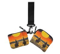 Western Cowgirl - Portamonete doppio porta carte di credito, piccolo organizer rimovibile per denaro con portachiavi, per donna, confezione da 2